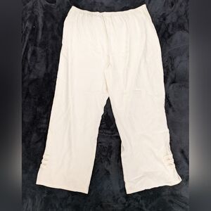 EUC CITRON Santa Monica Lightweight Solid White Silk Linen Blend Pants size XL